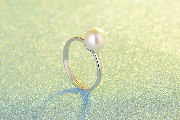 Drop Shipping Fashion Silver Color Round Pearl Adjustable Rings For Women Wild Jewelry |