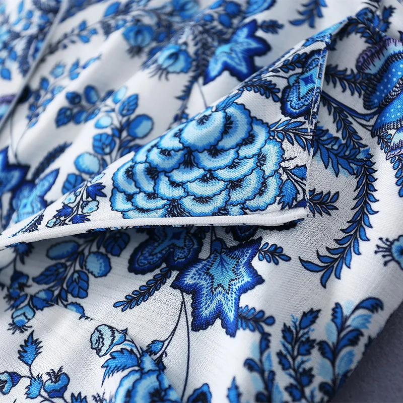 

European and American women's clothing New spring 2021 Condole belt Fashion palace printed cotton and linen dress