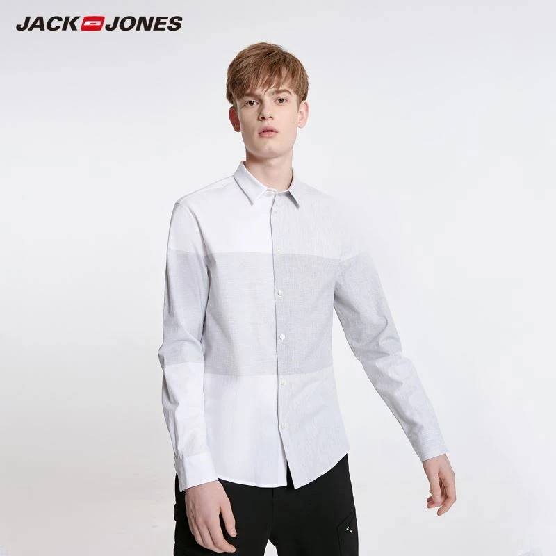 JackJones Мужская рубашка с длинными рукавами прямой крой хлопок соединением стиль |
