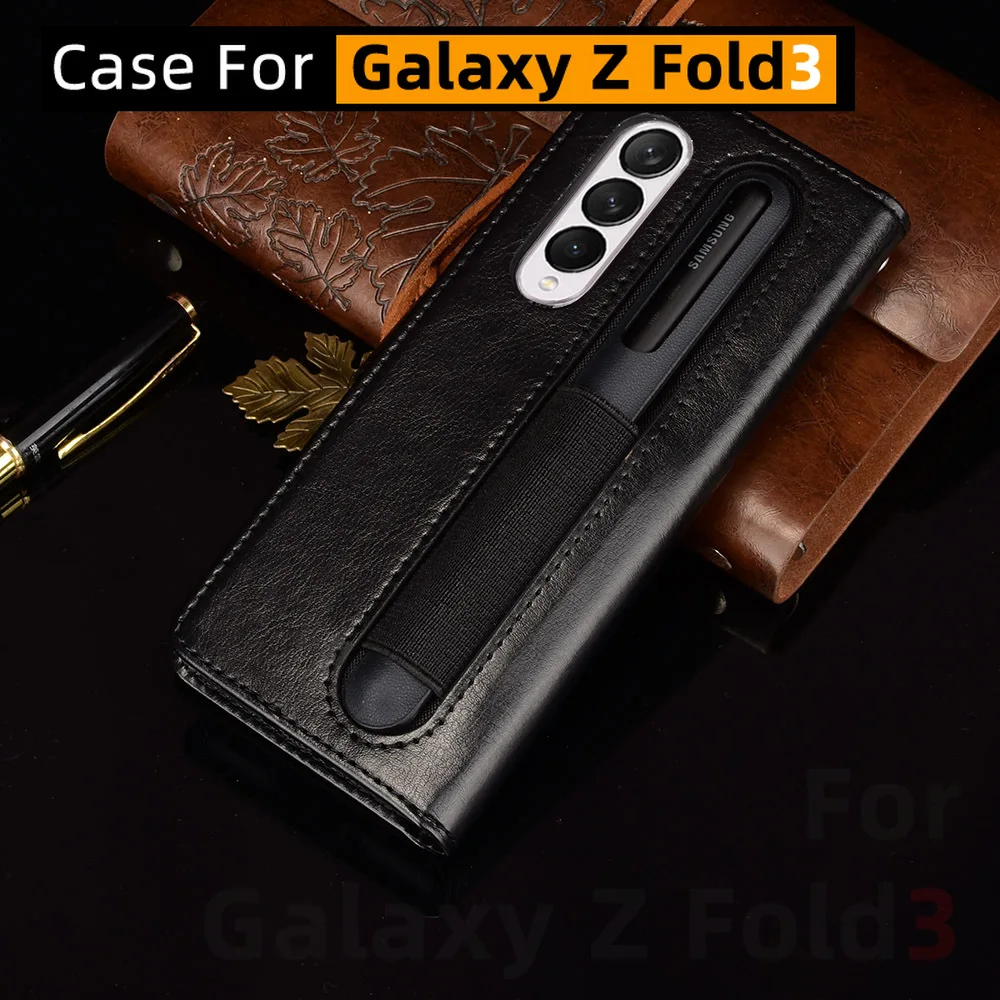 Чехол для Samsung Galaxy Z Fold3 Zfold3Case Zfold3 откидной Магнитный чехол из искусственной кожи с