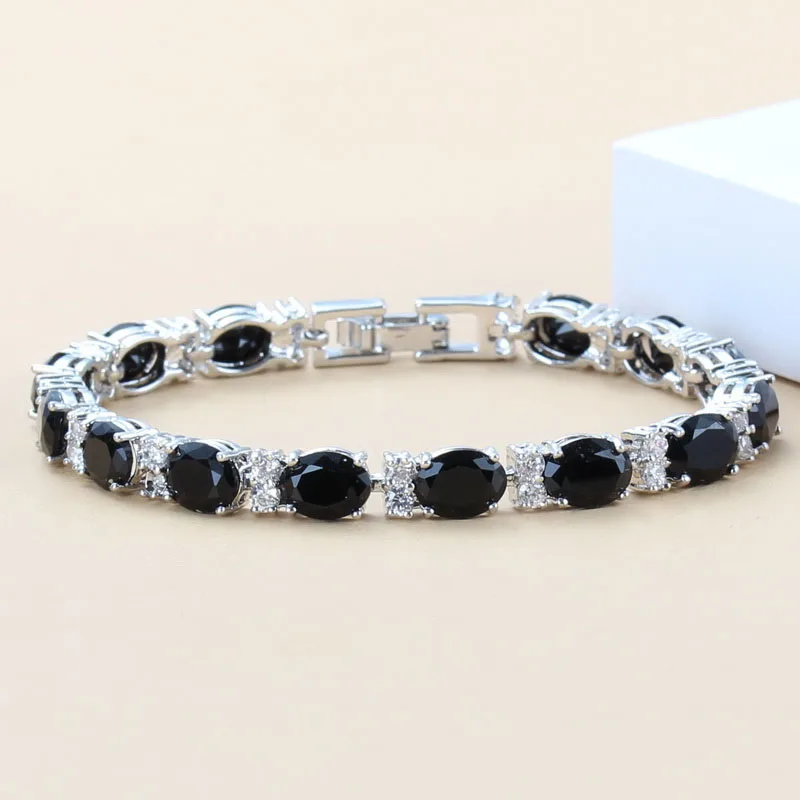 Женский браслет серебряного цвета с фианитами регулируемая длина 2019 см|Цепочки и