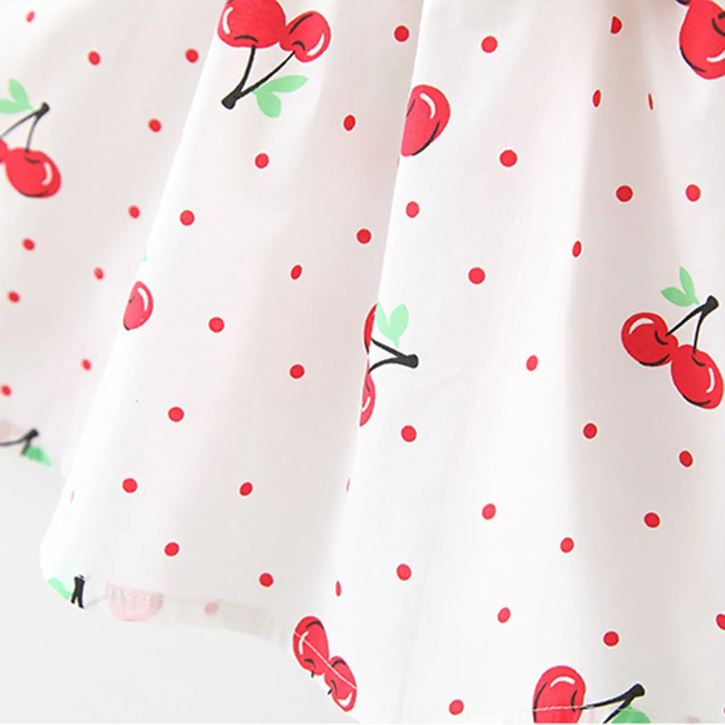 Newborn Baby Kids Girls Clothes Sleeveless Cherry Dot Print Dresses With Bow Hat Outfits Summer Party Clothing for Dress | Детская