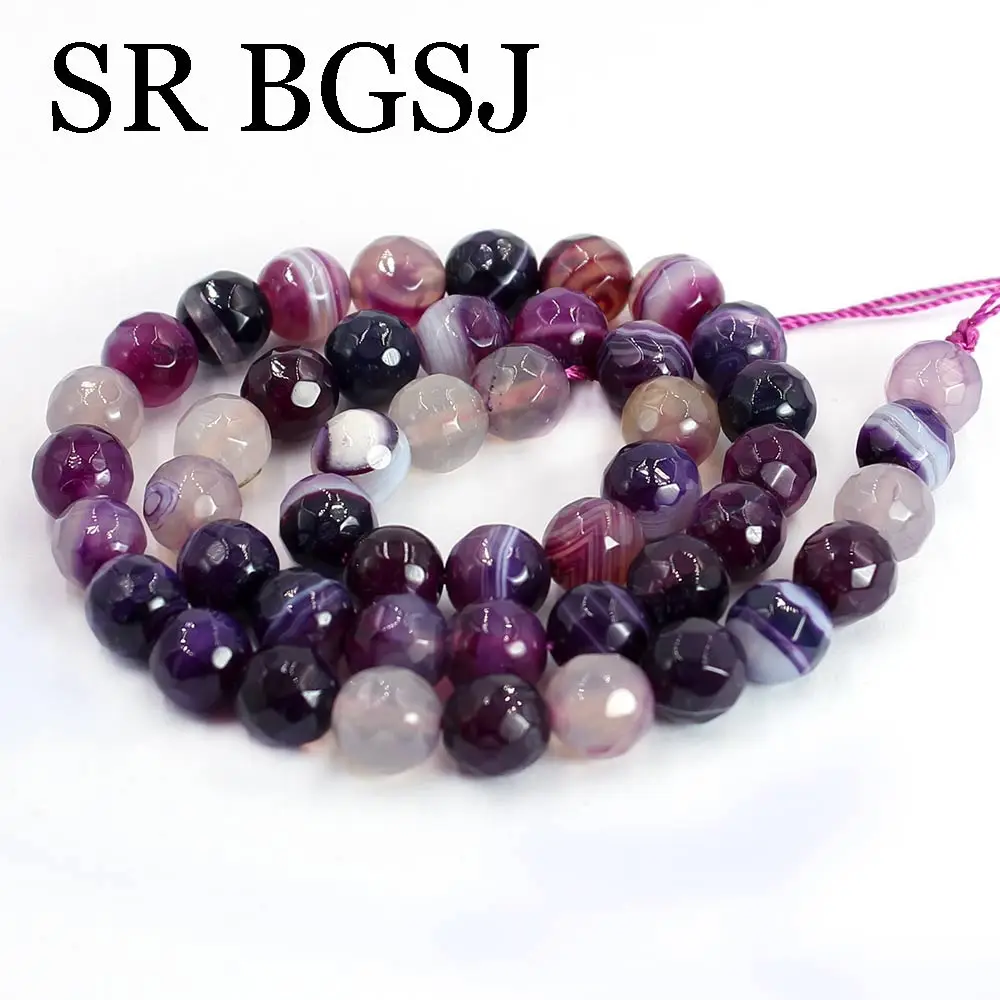 

Free Shipping12mm Faceted Stripe Agat Onyx Round Natural Stone Wholesale Beads 15inch