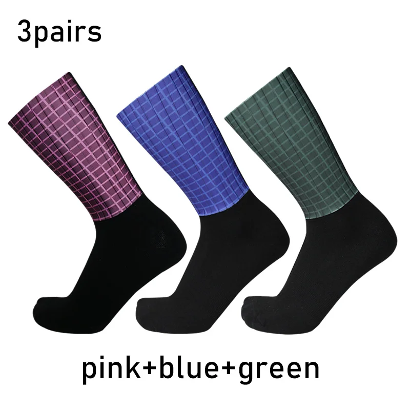 

3pairs/set New Plaid Cycling Sports Socks Summer Cool Outdoor Mountain Bike Socks Road Bike Running Socks Calcetines Ciclismo