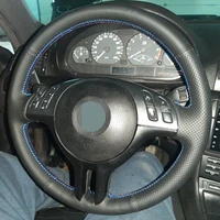 customized car steering wheel cover non slip black genuine leather for bmw 3 series e46 5 series e39 e53 x5 z3 e36 325i