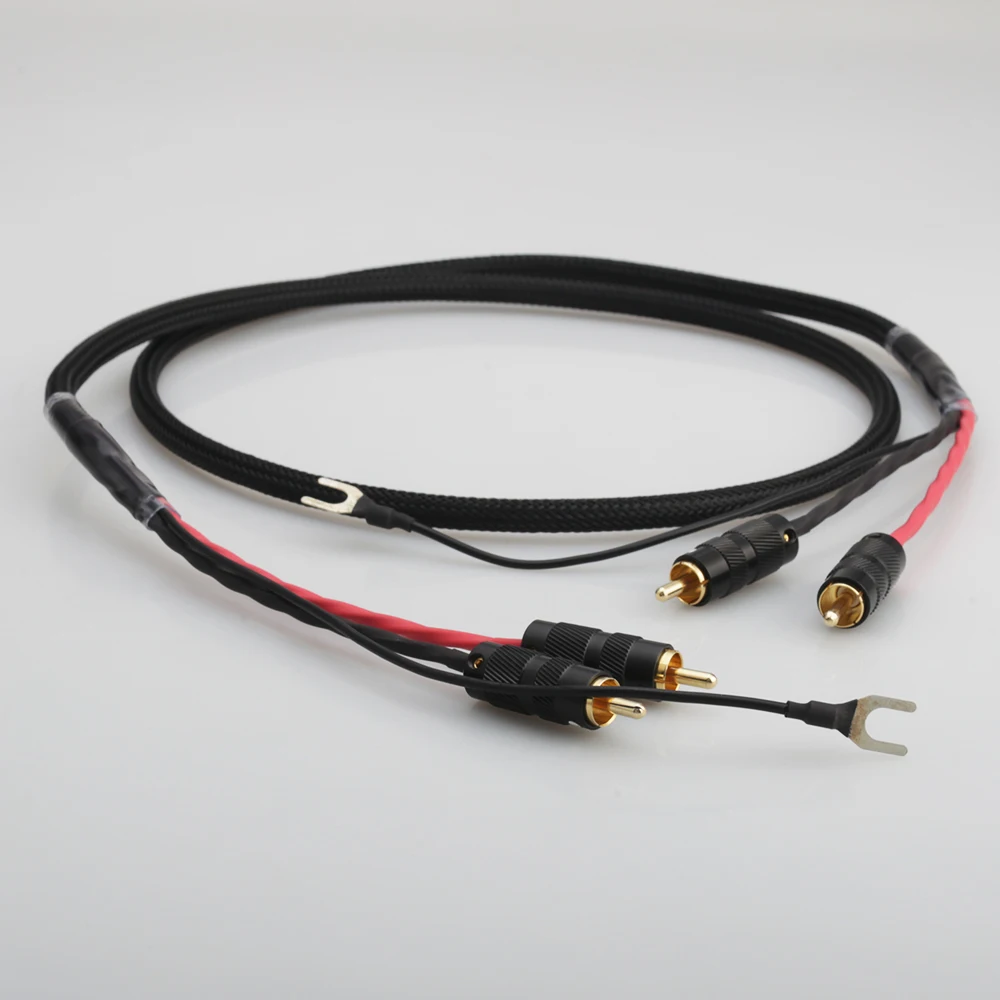 Аудиокабель Audiocrast 2 RCA к заземляющий U-образный штекер аудио кабель тонарма с