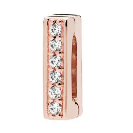 

Genuine 925 Sterling Silver Charm Rose Gold Reflexions Timeless Sparkle Clip Beads Fit Pan Bracelet & Bangle Diy Jewelry