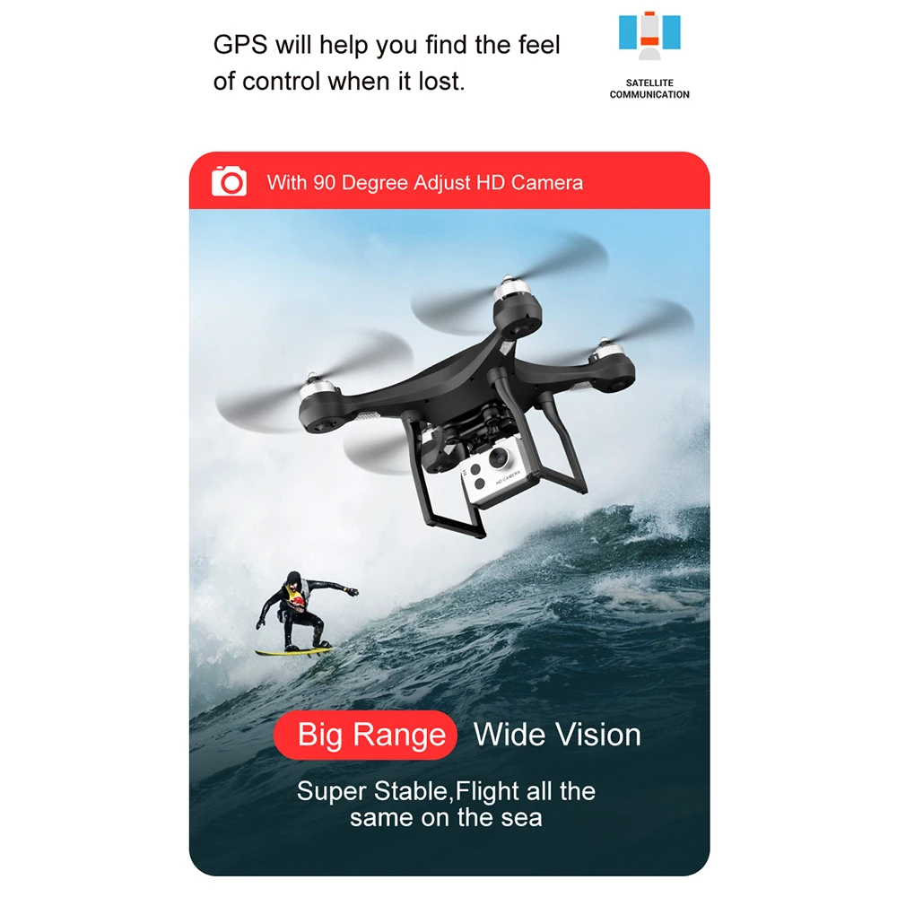 S2 Профессиональный широкоугольный Дрон для камеры 1080p HD gps WiFi FPV щетка Пропеллер для мотора длинная батарея воздушный Дрон на ру Квадрокоптер
