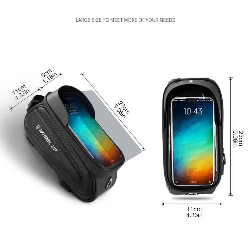 

Bike Frame Bag Waterproof Sunshade Bike Pouch Bag Bicycle Large Capacity Storage Bag for any Smart Phones Below 7 Inch