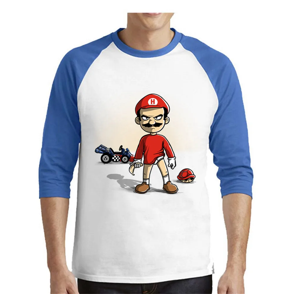 Мужская футболка для футбола Off White Gym Couture в стиле хип хоп Super Mario Breaking Kart с рукавом