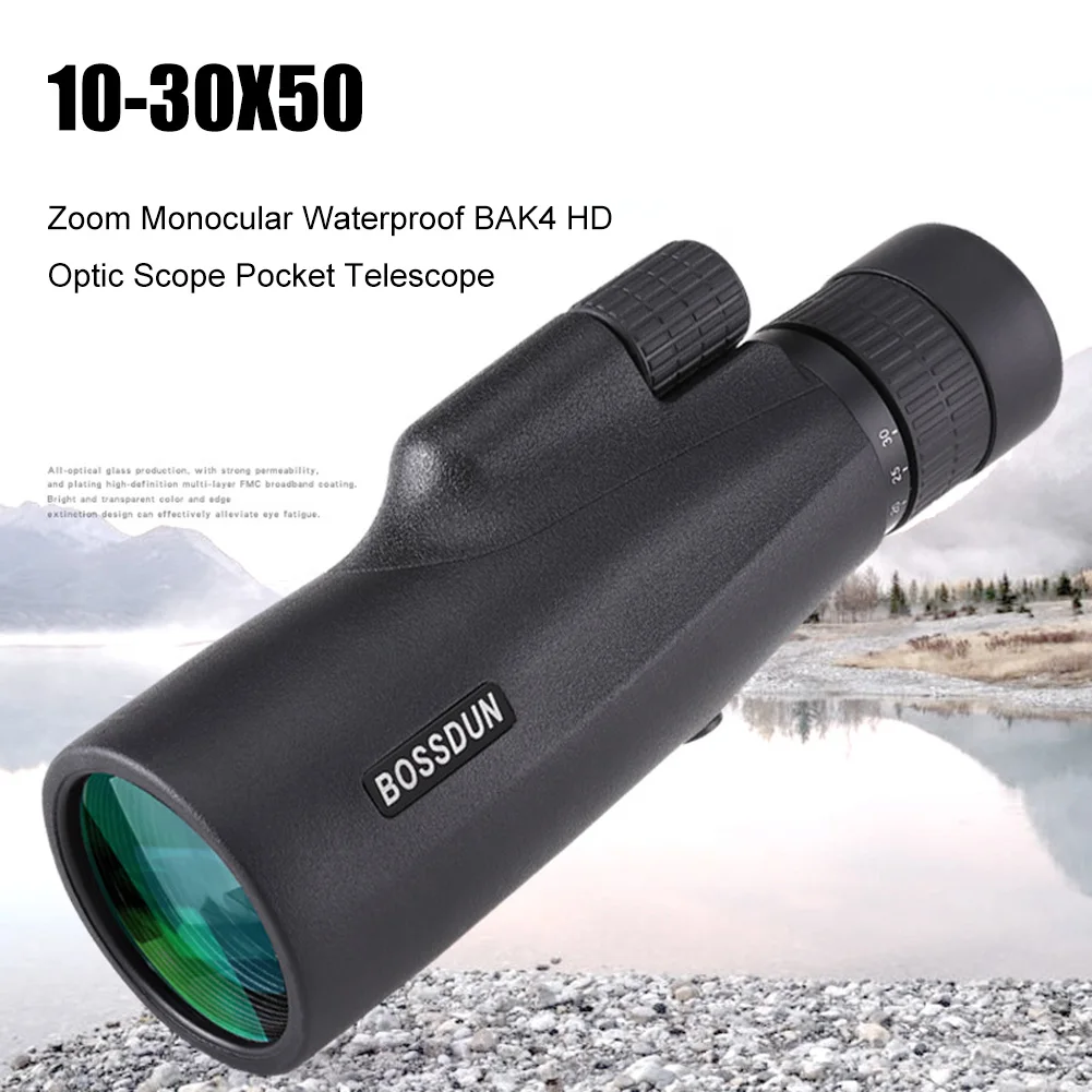 

10-30×50 Powerful Monocular Long Range Zoom Pocket Spotting Telescope Eyeglass BAK4 HD Handheld Optic for Smartphone Tourism