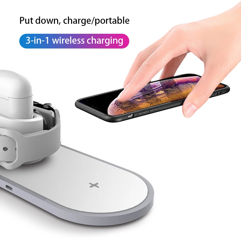 3 in 1 Qi Wireless Charger Pad for Airpods Apple watch 2 4 iphone 8 10W Fast Samsung S10 S9 | Мобильные телефоны и