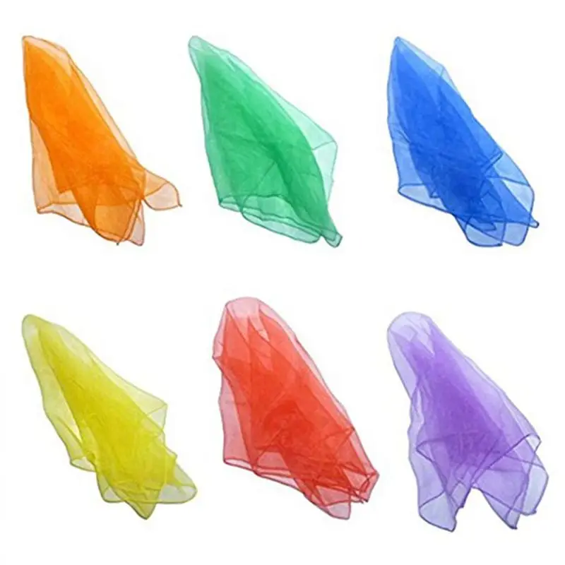 Toallas de gasa para baile y malabares, pa&ntilde;uelo de gasa pr&aacute;ctico de color caramelo para gimnasio, 6 colores-0