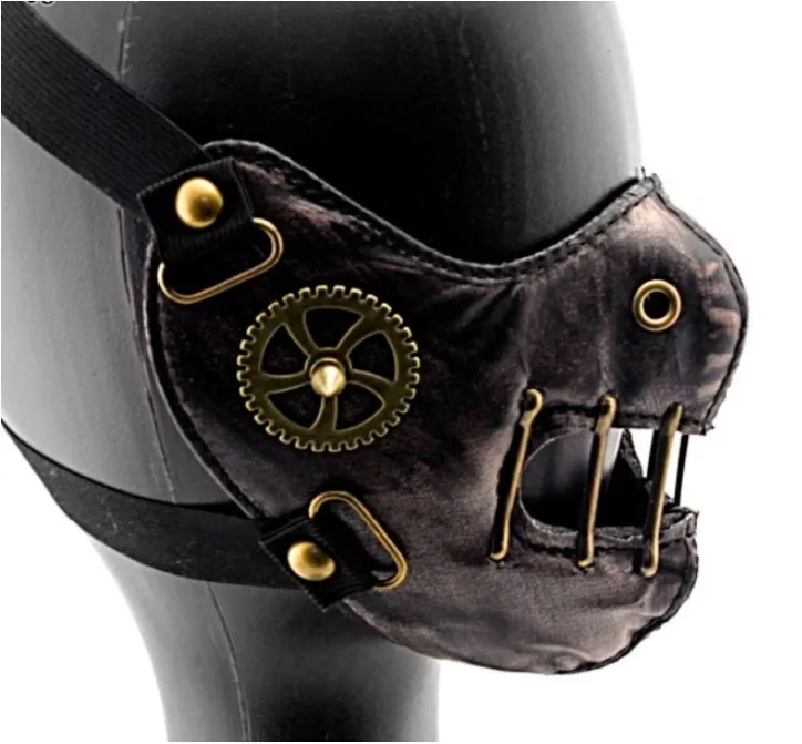 2020 New Steam Punk Gear Masks Gothic Accessory Night Club Mask Performance Hip Pop Brown Gearwheel Rivet | Тематическая одежда и