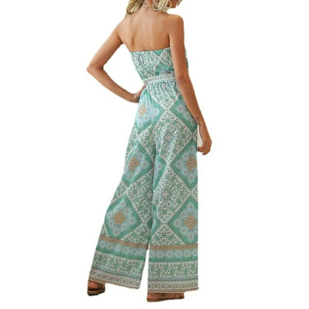 

Women Boho Off Shoulder Jumpsuit Summer Holiday Romper Playsuit Casual Overalls