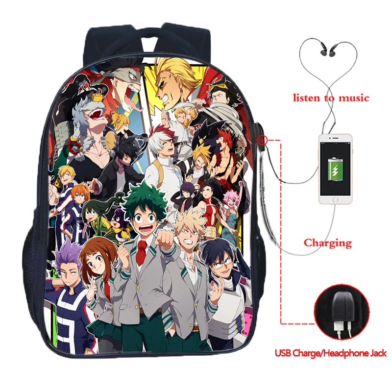 

Высококачественные школьные ранцы Boku с USB-зарядкой и принтом героев Академии