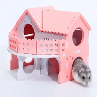40hotwood double deck guinea pig rat hamster nest villa house small pet cage toy