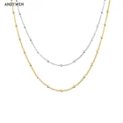 Колье женское из серебра 925 пробы, с золотыми бусинами, длинная Очаровательная цепочка