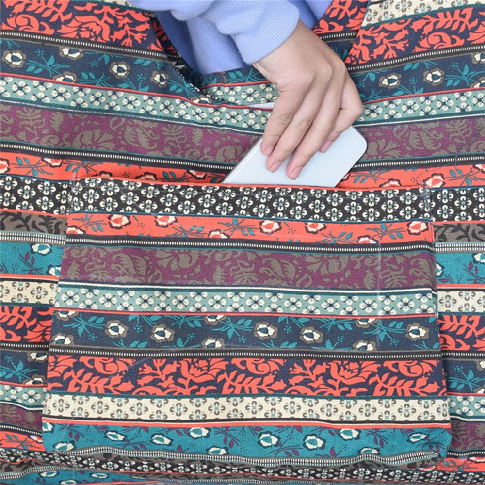 

Printed Canvas Yoga Mat Bag Fashion Single Shoulder Bag Drawstring Sports Bag Large Capacity Ethnic Style Yoga Bag (Colorful)