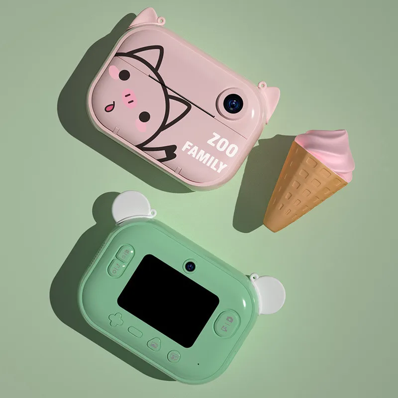 

Cute HD Camera Printer Kids Instant Thermal Printer Camera Dual Lens IPS Screen Video Children Outdoor Gift DIY Sticker Photo