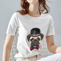 t shirt womens street fashion commuter cute black dog pattern printing o neck ladies comfortable casual breathable soft top
