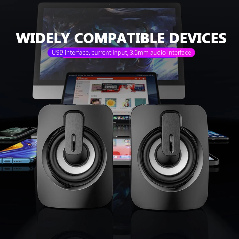 

3.5mm USB X2 Wired Computer Speakers Bass Stereo Subwoofer Colorful LED Light For Laptop DVD Mp3 Mp4 Speaker Soundbar