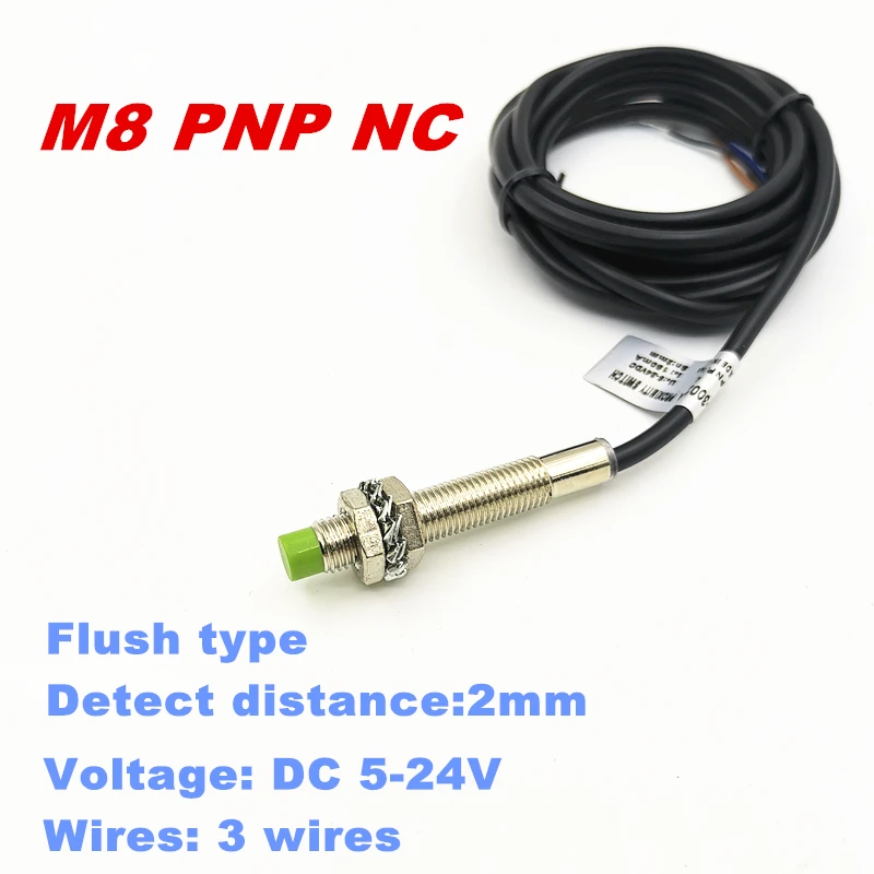 

Индуктивный бесконтактный датчик M8, PNP/NPN NO/NC DC5-24V, 3 провода, Бесконтактный переключатель, металлический датчик 2 мм