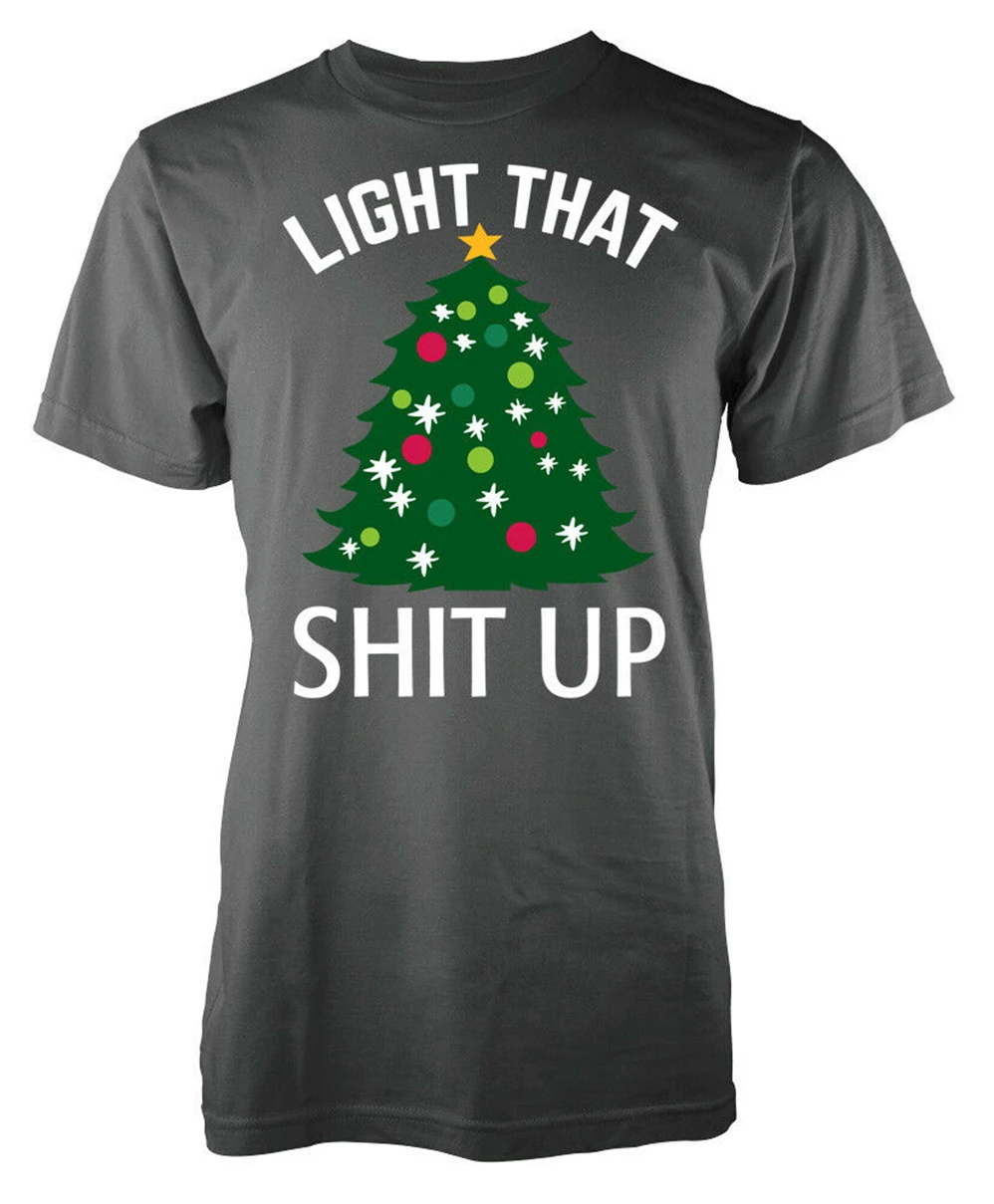 Рождественский светильник забавная футболка с рождественской елкой для
