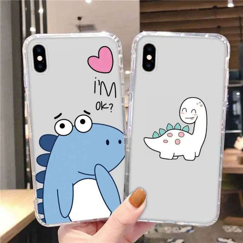 

Creative cute dinosaur Phone Case Transparent for Huawei honor Enjoy Y V 9 7 8 10 20 30 40 SE S E C lite pro plus 2019