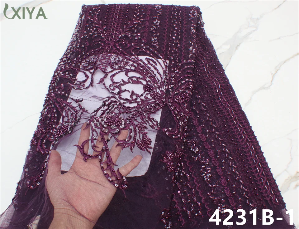 

Роскошные бусины ручной работы, кружевная ткань, французское Тюлевое кружево с бусинами, кружева, ткани, африканская кружевная ткань для не...