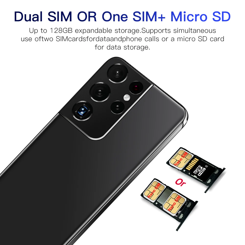 

Global Version Smart Phone S21+ Ultra 4G/5G Mobile Phone 16GB+512GB 6.7Inch HD Full Screen Smartphone Android 6800mAh Cellphone