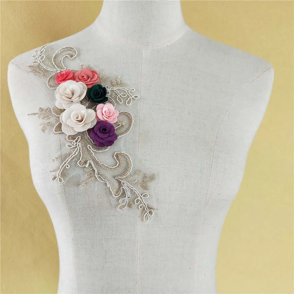 3D Цветочная вышивка кружевная ткань для шитья кружевной воротник сделай сам