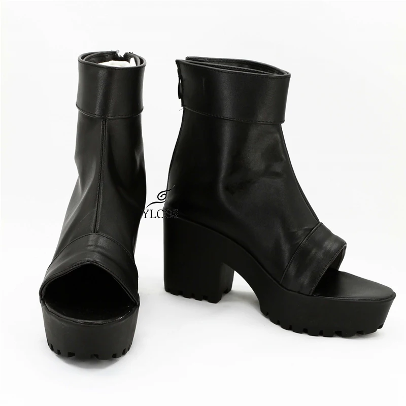 Anime Movie The Last  Sakura Cosplay Shoes Halloween Party Black Leather Boots Custom Made halloween costumes