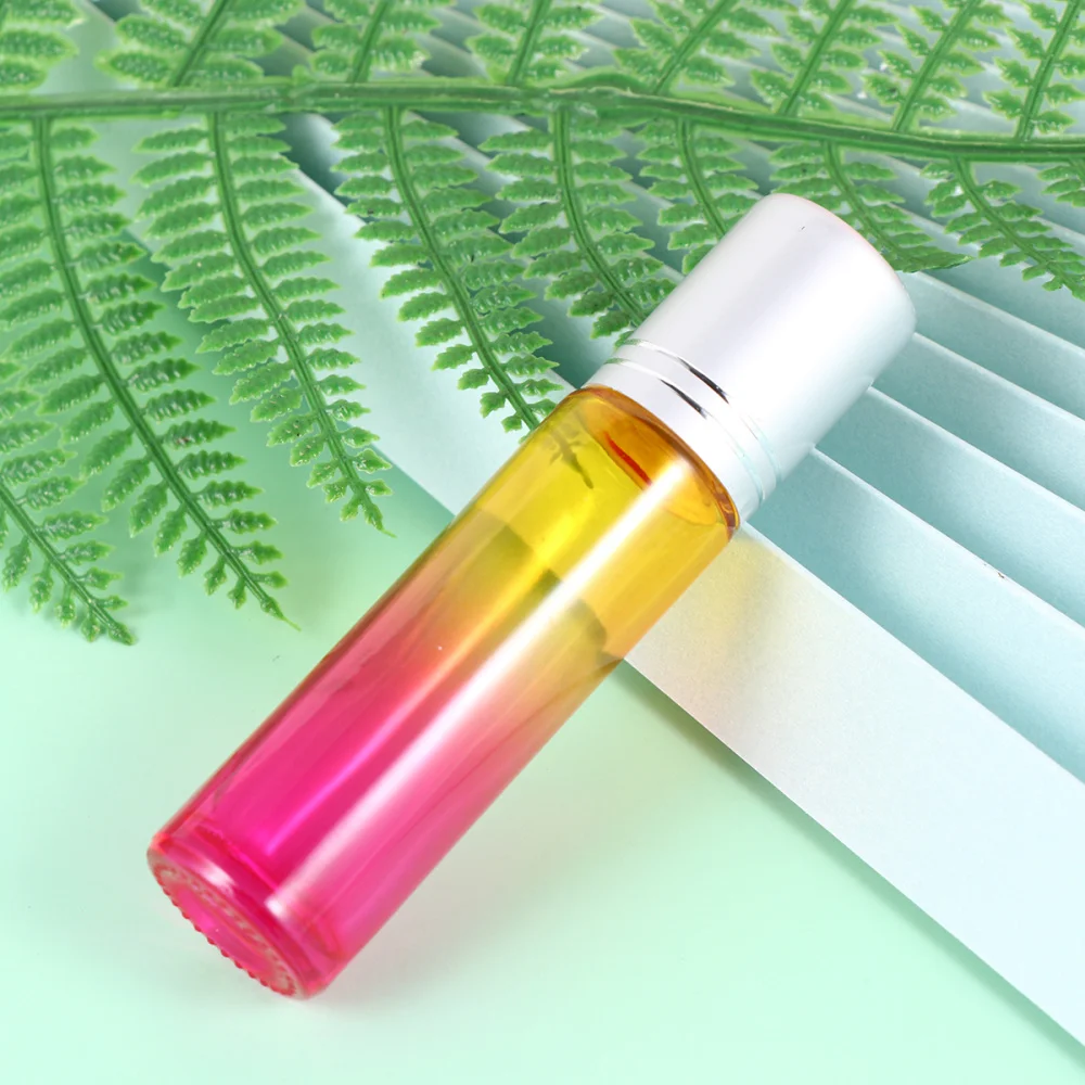 

10pcs 10ML Color Gradient Empty Bottle Portable Bottle Mini Roll-on Bottle Essential Oil Subpackaging Bottle (Rose Blue Gra