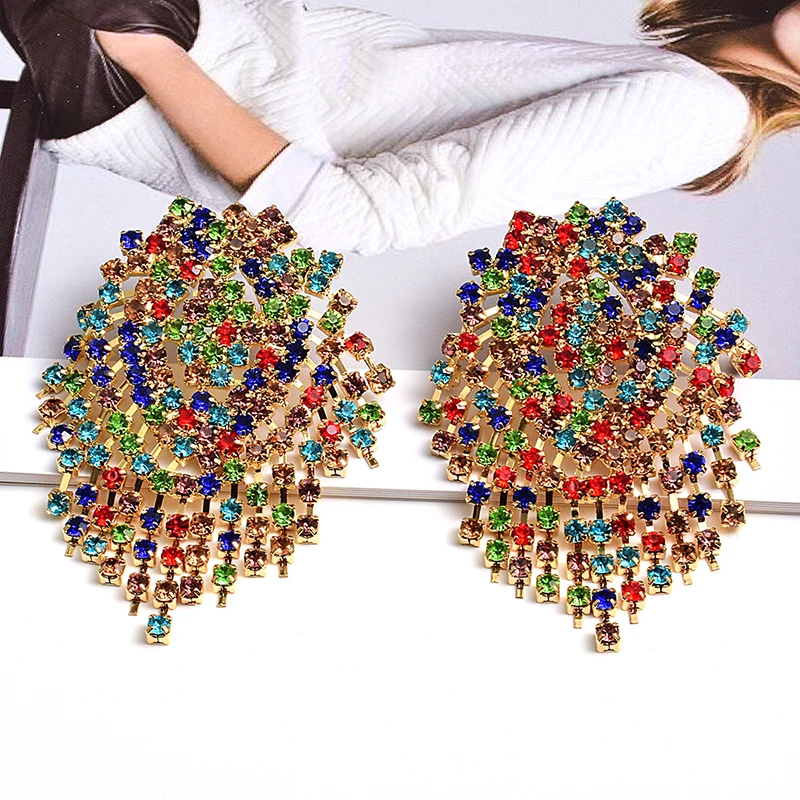 Лидер продаж цветные серьги подвески ZA стразы модные высококачественные