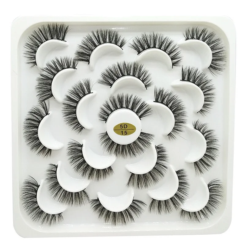 5DN-15 Mink eyelashes 3d mink hair eyelashes10 pairs long makeup 3d faux nature fake lashes extension false eyelashes Wholesale(10P - Цвет: 5DN-15