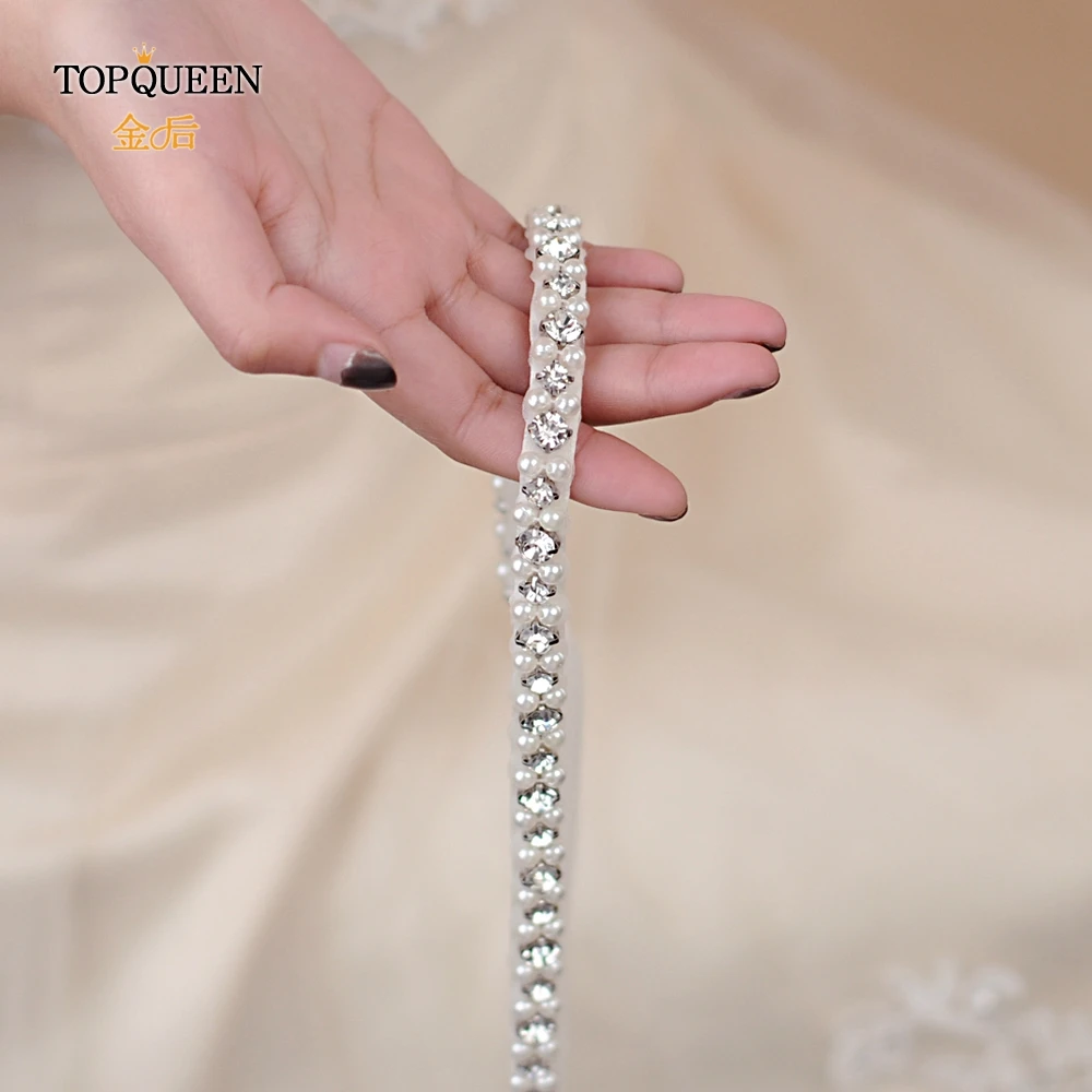 TOPQUEEN S381 Серебристые Стразы Свадебные ремни жемчужные свадебные ремни для подружки невесты платье ручной работы лента Свадебная со стразами