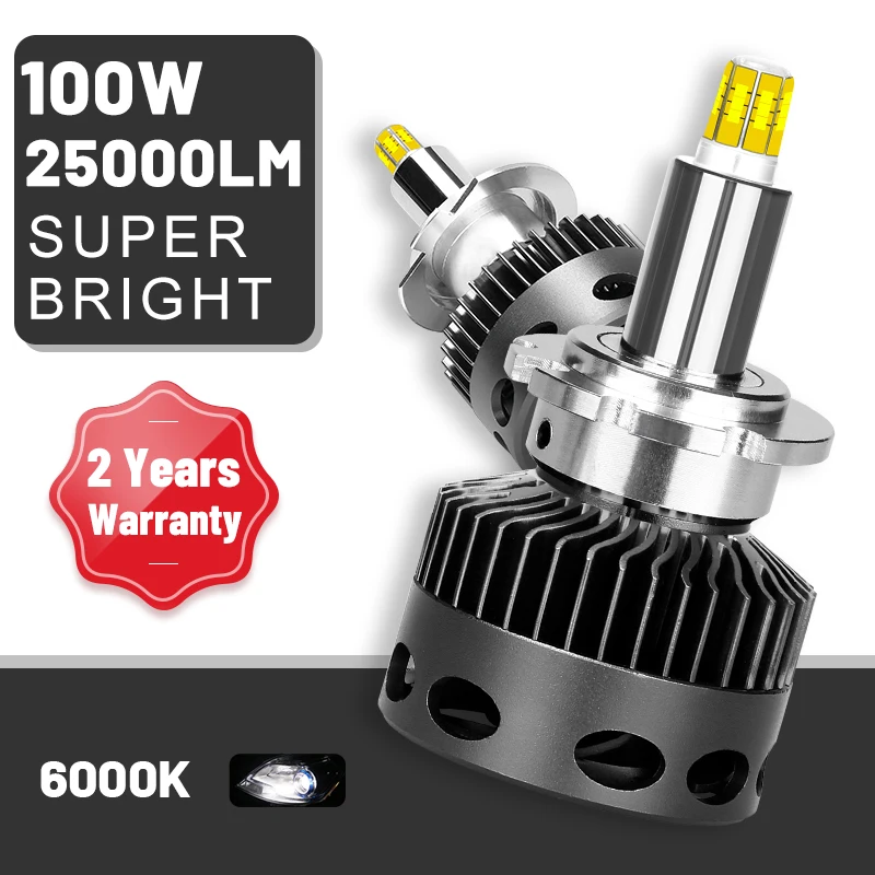 

Carlitek D2S Auto HID Headlamp Bulb 25000LM High Bright D1S D3S D4S D2H H7 H1 H11 H8 H9 9005 9006 HB3 HB4 6000K White Light 2PCS