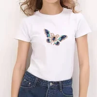 kawaii women t shirts summer short sleeve dragonfly graphic print white t shirts fashion female top clothes streetwears white