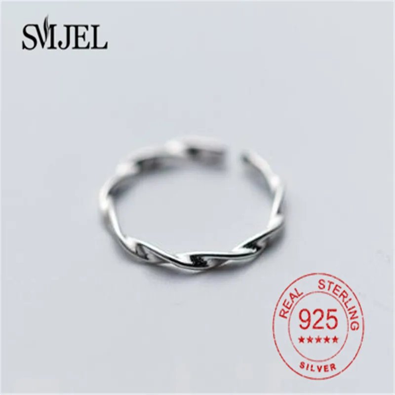 

Real 925 Sterling Silver Rings for Women Wedding Jewelry Geometric Twist Round Ring Finger Cocktail Rings S925 Wholesale