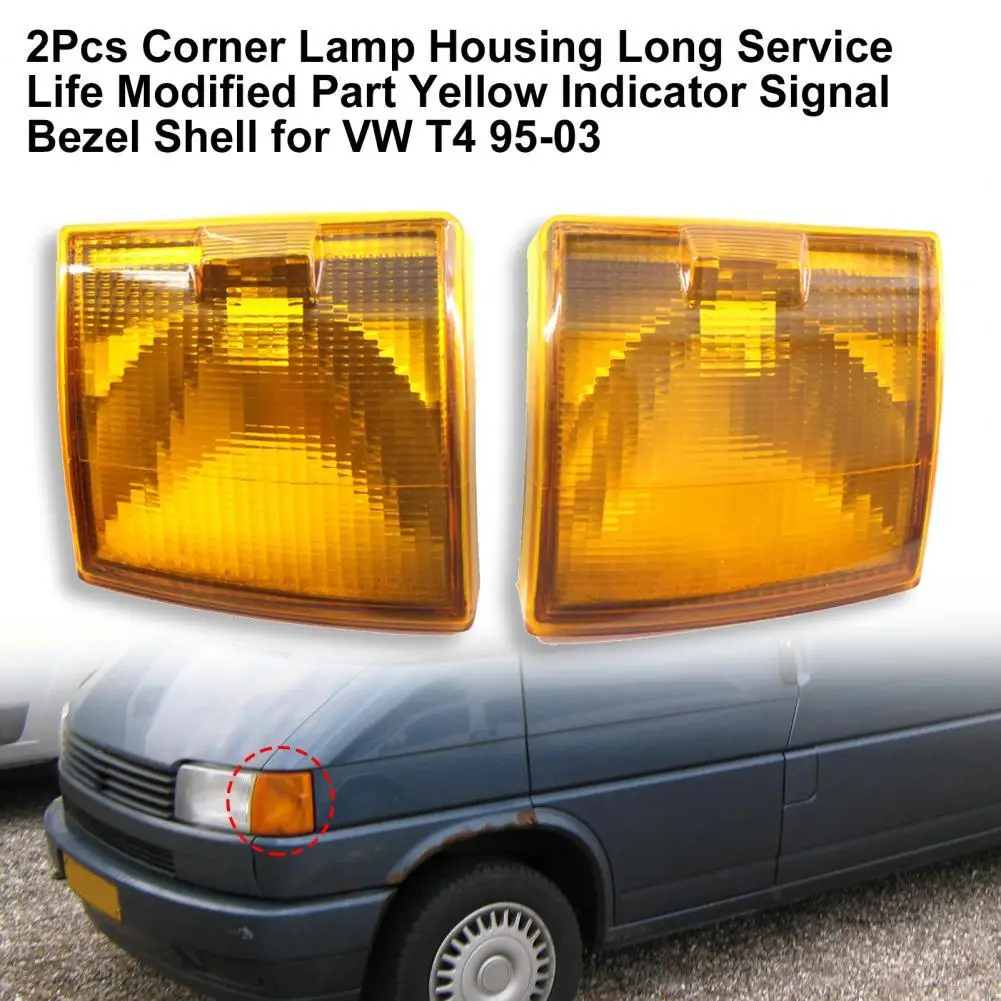 2Pcs Corner Lamp Housing Yellow Indicator Signal Bezel Shell 7D0953042C for VW T4 1995 1996 1997 1998 1999 2000 2001 2002 2003