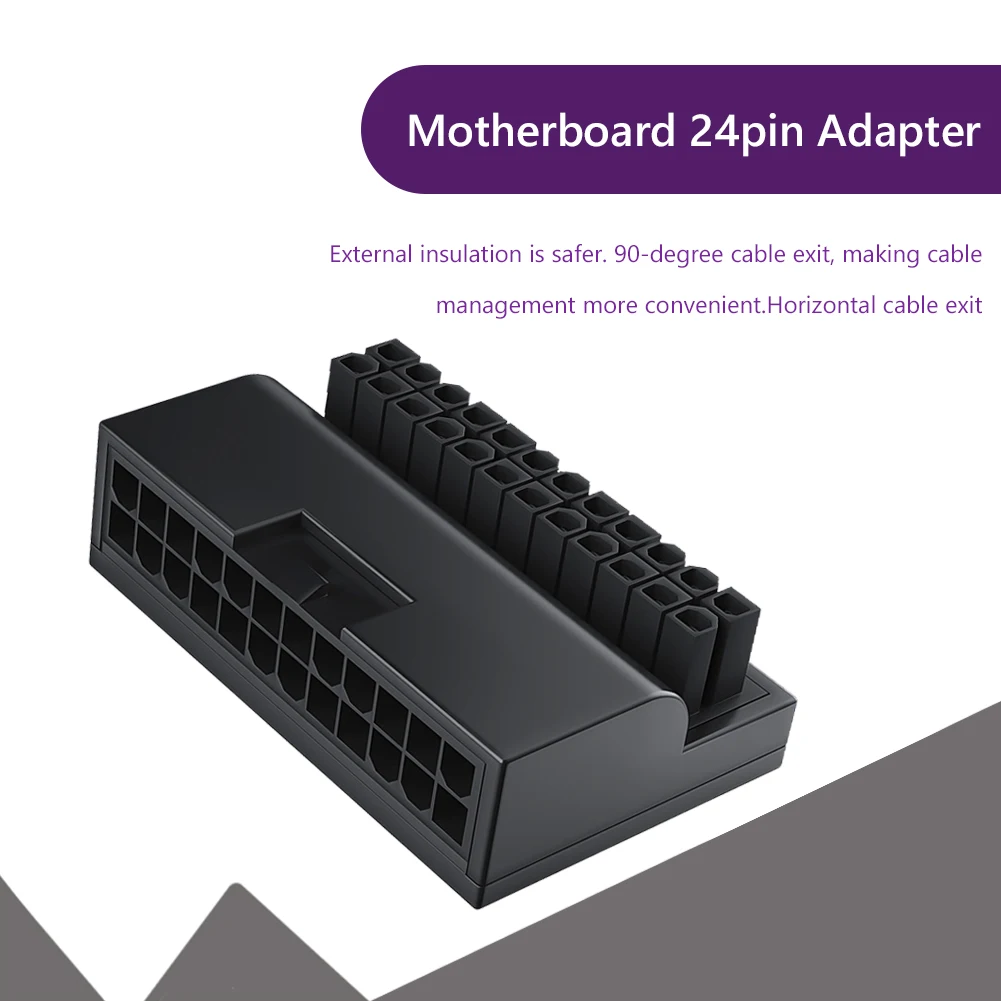 

ATX 24Pin 90 degree 24 pin to 24pin Power Plug Adapter Mainboard Motherboard Power Connectors Modular for Power Supply Cables