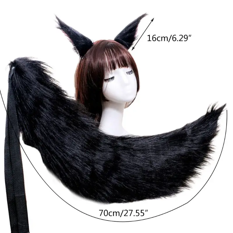 Костюм для косплея аниме взрослых и детей Пушистый Плюшевый Кот волк хвост