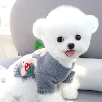gray bunny dog sweater autumn and winter clothes short pet pullover bichon hiromi cartoon two legged clothes warm puppy clothes
