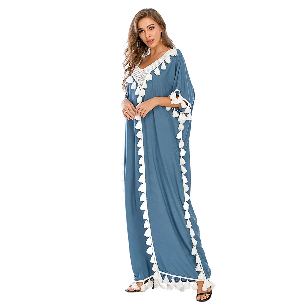 

Ramadan Eid Summer Beach Robe Longue Femme Abaya Dubai Turkey Muslim Fashion Dress Islam Clothing Abayas For Women Vestidos 2021