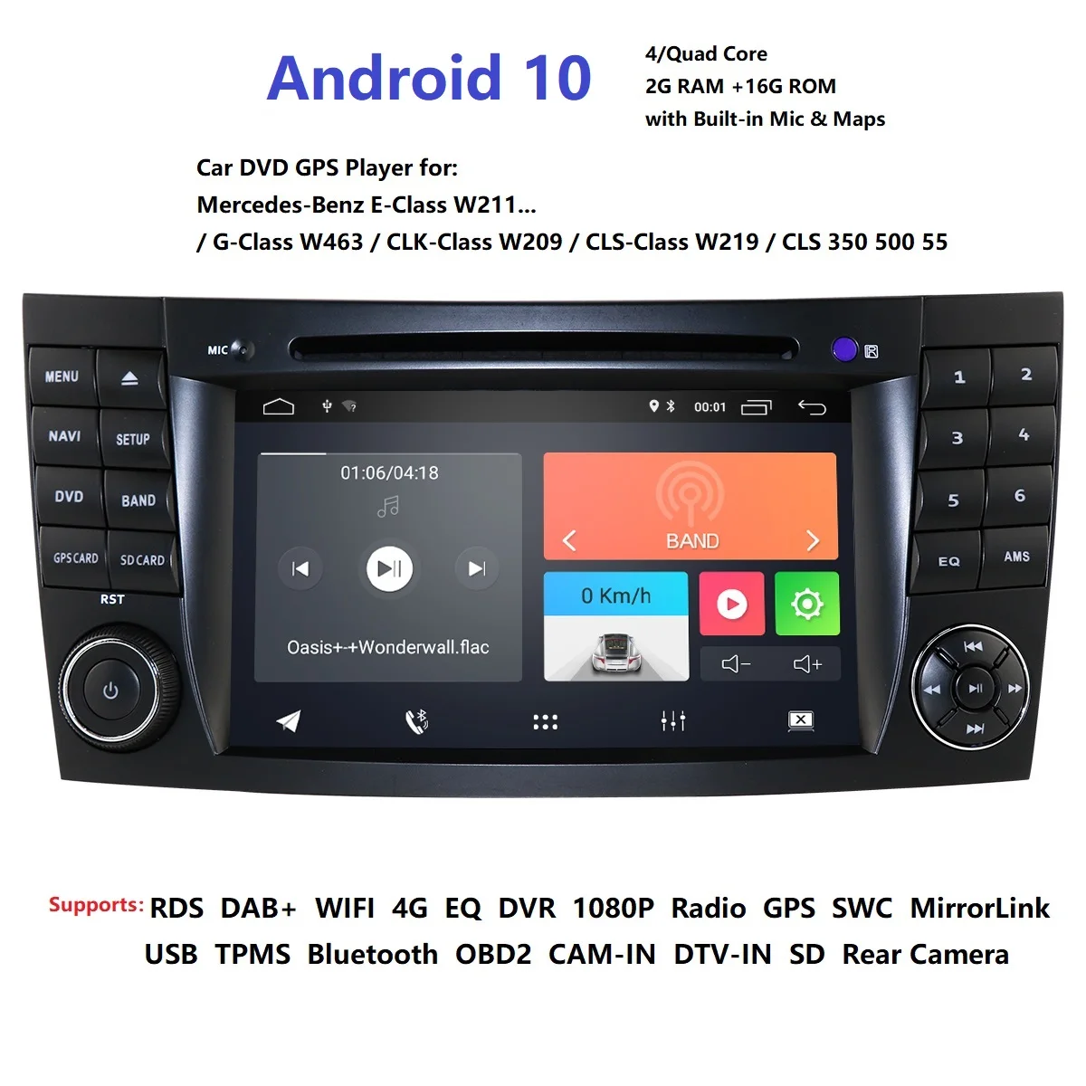 2 Din Android 10 Автомобиль Радио DVD GPS для Mercedes Benz e класс W211 E300 CLK W209 CLS W219 USB DSP 4 Core