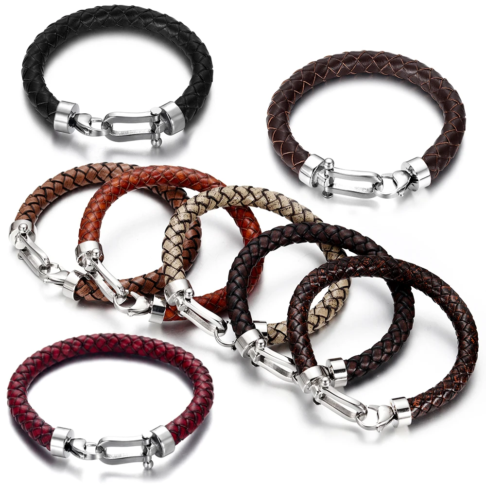 Браслет плетеный мужской из натуральной кожи классический браслет ручной работы