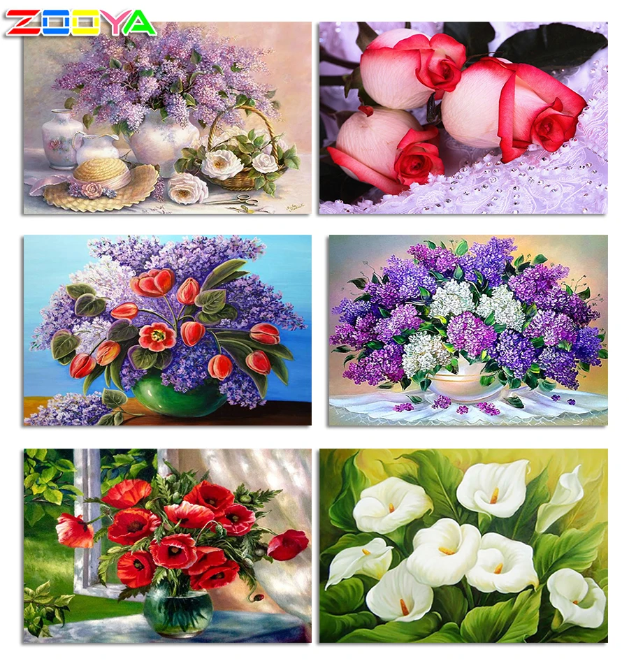 

New 3D DIY Round Full Diamond Painting Cross Stitch Embroidery Purple Lilac Floral Rhinestone Crystal Drill Needlework Kit CJ52