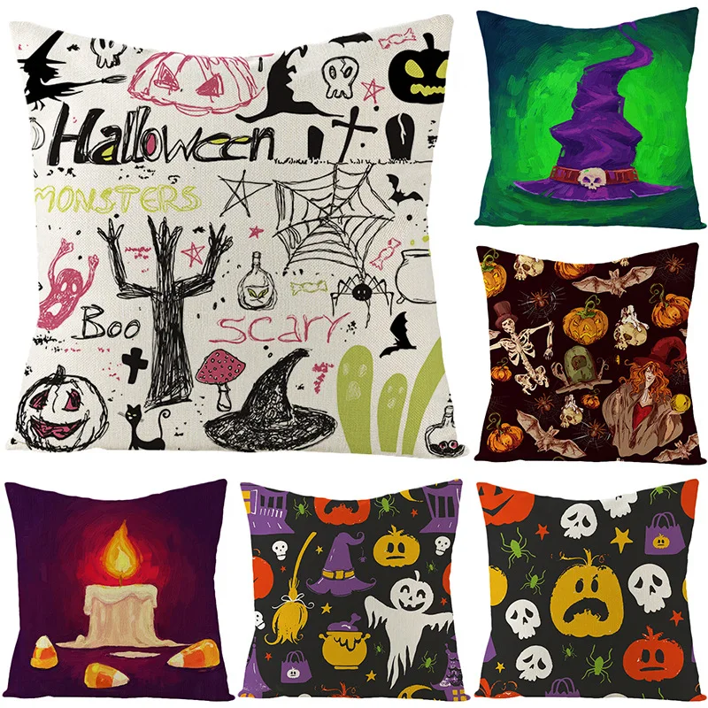 

Liviorap 45x45cm Pumpkin Skeleton Cushion Cover Halloween Decoration Supplies Scary Horror Party Pumpkin Witch Ghost Decorative
