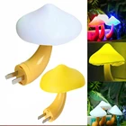 Светодиодные ночники в форме грибов, автоматический сенсор, Настенный декор для спальни, прикроватная лампа, подарок для детей и девочек, вилка USEU